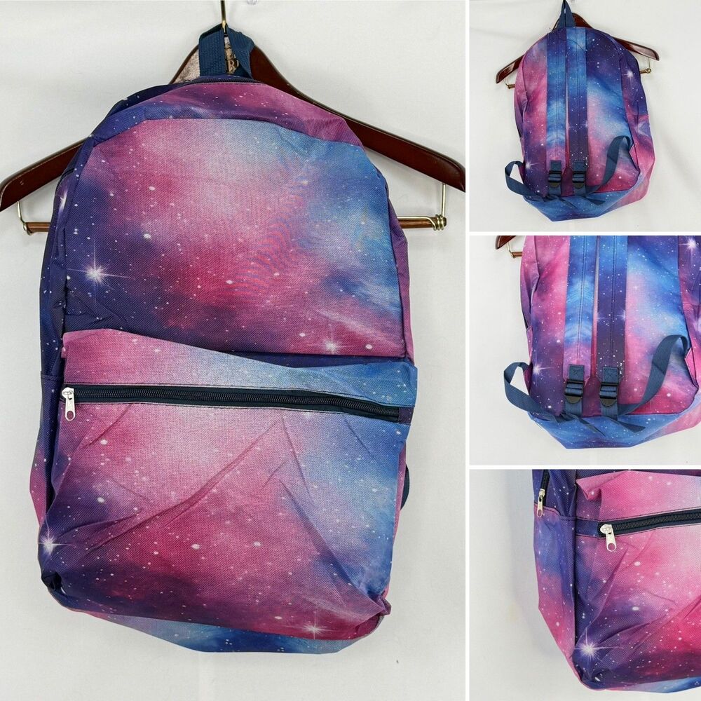 Galaxy Backpack School Bag Space Nebula Stars Navy Blue Purple Pink Outer Space